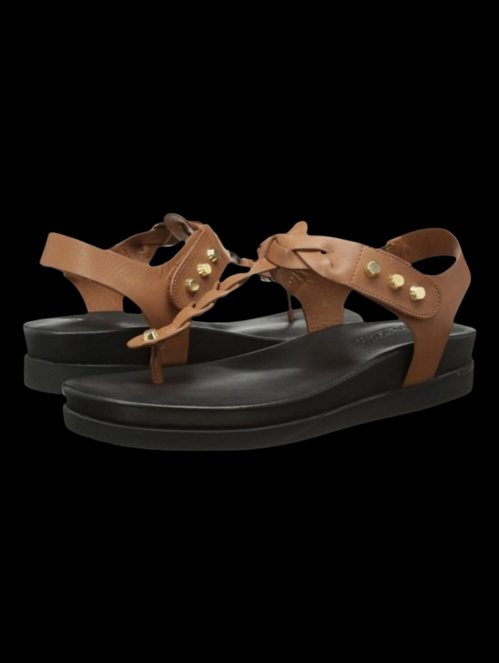 KENNETH COLE GENTLE SOULS "Sand Rock" Cognac Brown Leather Platform Sandal 7.5